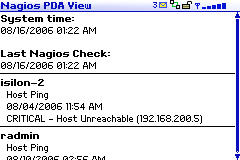 Nagios NagSmallScreen frontend screenshot