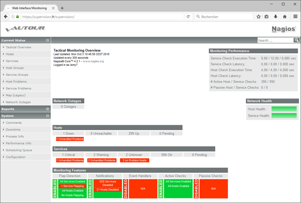 Nagios Vautour frontend screenshot